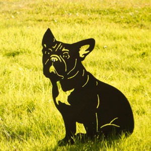 silhouette de bouledogue franais sur la pelouse